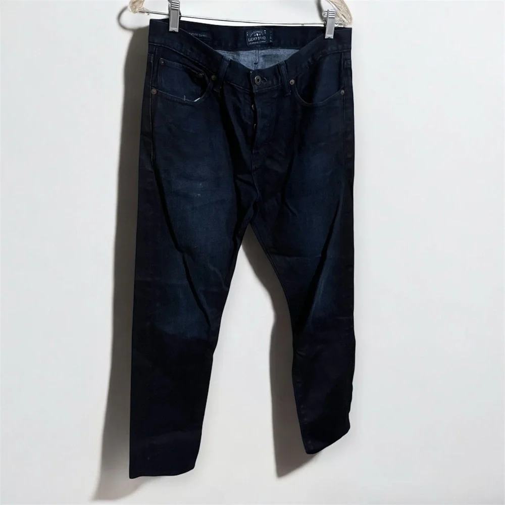 Lucky Brand Dark Wash 1 Authentic Skinny Straight Button Fly Jeans Size 33 X 32